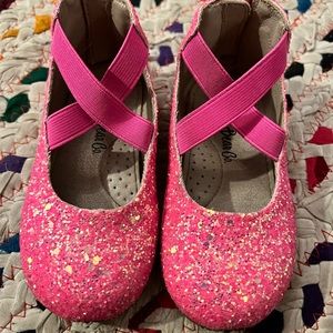 Pink glitter ballerina flats